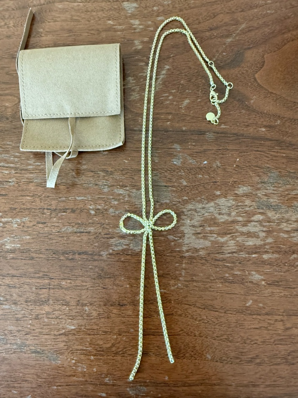 BaubleBar Gold Bow Lariat Necklace